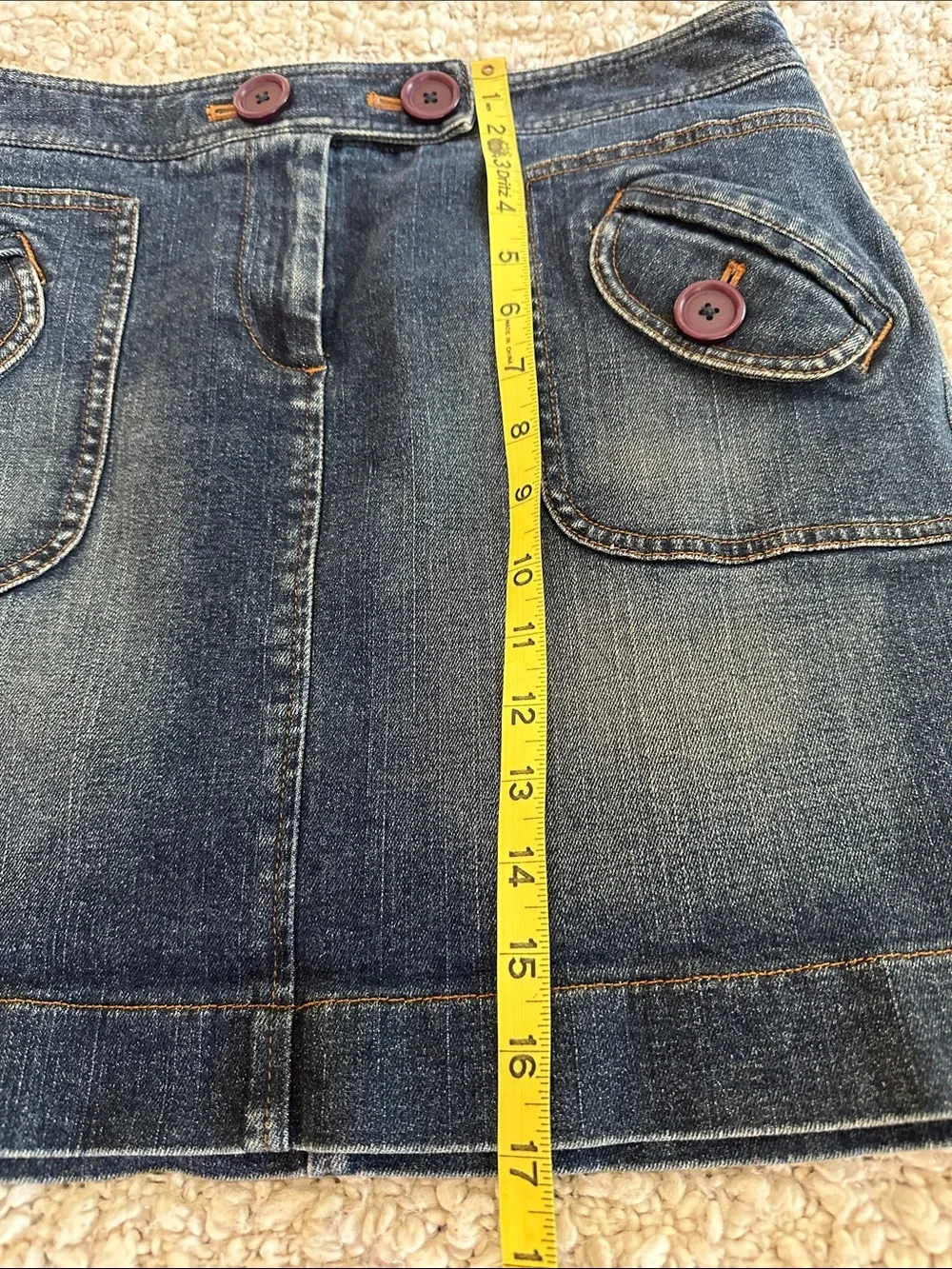 LOFT Mod Denim Mini Skirt with Button Pocket Details